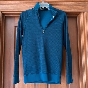 Turquoise Under Armour ColdGear 1/4 zip. Size small